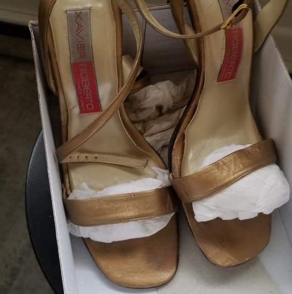 BRONZE STRAPPY SANDALS/PUMPS